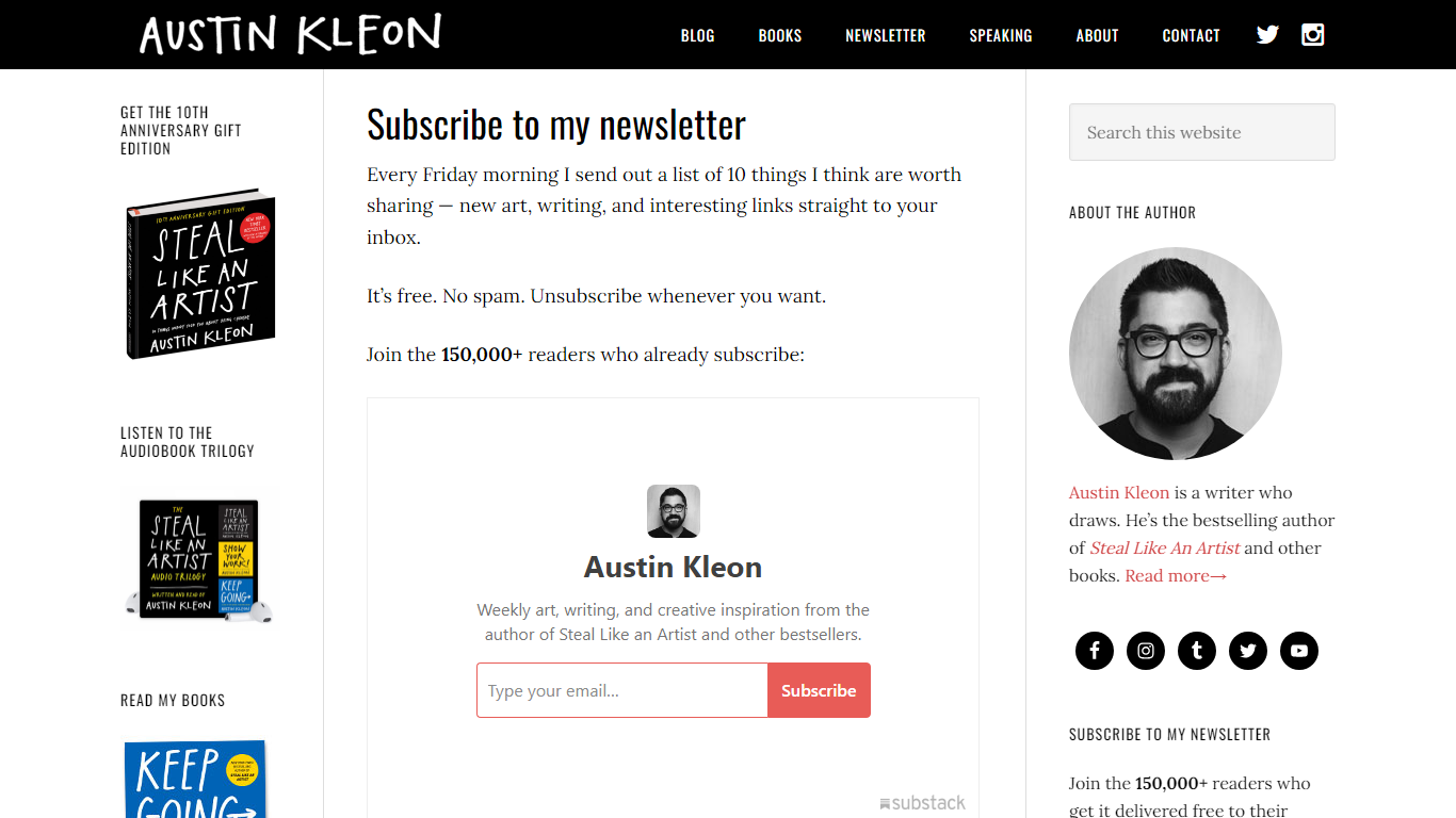 Austin Kleon's newsletter