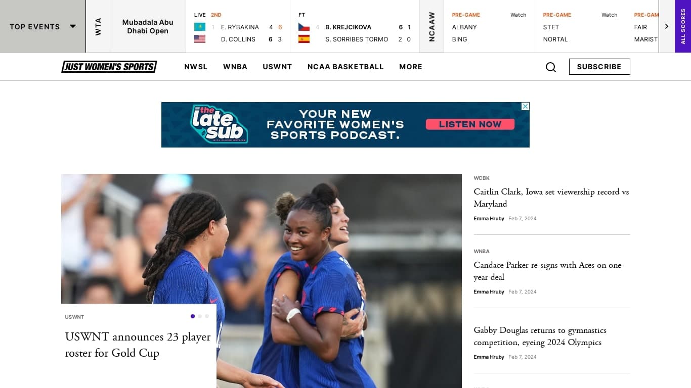 Just Women's Sports Newsletter