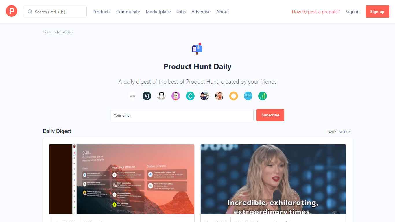 Product Hunt Daily