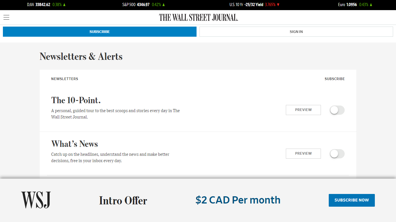 The Wall Street Journal Newsletters